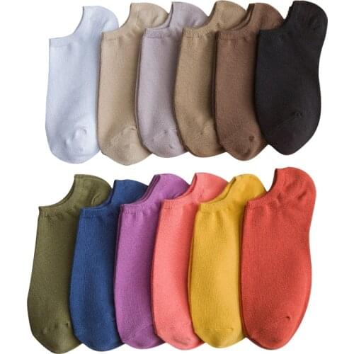 10 pieces=5 pair/lot Summer Women Cotton Socks Boat Solid Color Women Invisible Socks For Girl Fashion Women Silicone Socks