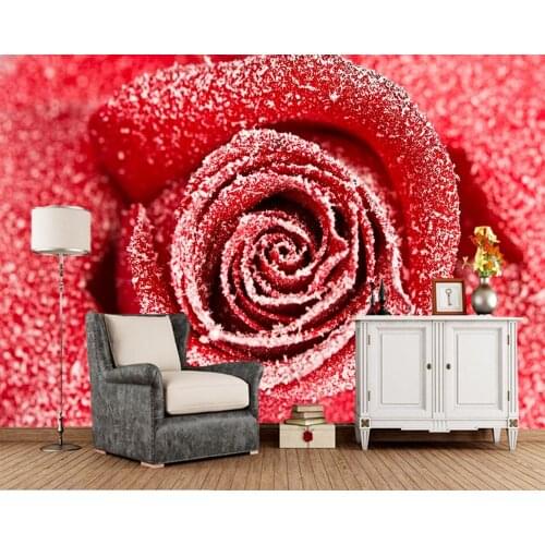 Roses Closeup Red Snow Flowers photo wallpaper,restaurant living room sofa tv wall bedroom 3d custom mural papel de parede