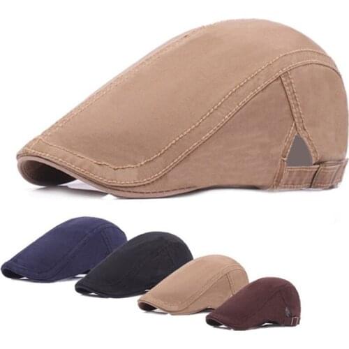 Solid Color Peaked Cap Men Cotton Beret Comfortable Peaked Cap All-match Retro Korean Style Peaked Cap Adjustable Hat Fashion