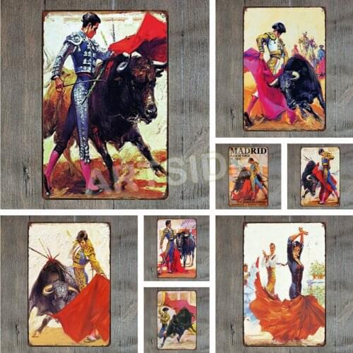 Tin Sign World Tour Madrid Bullfight Bullfighter Poster Metal Plaques