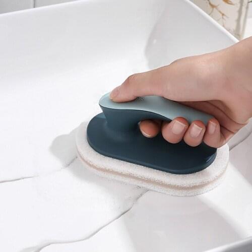 Strong Brush With Handle Decontamination Kitchen Pot Bowl Brush Sponge Cleaner Kitchen Clean Brush Bathroom Cleaning Tools