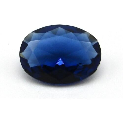 Size 2x3~13x18mm Oval Cut 50pcs/lot Loose Blue Glass Stone Synthetic Gems Beads For Fashion Jewelry