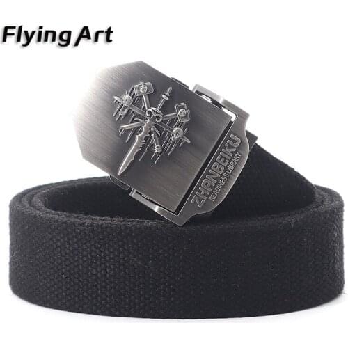 Mens Tactical Canvas Belt High Quality Cotton Belt Ladies Genuine Designer Automatic Buckle Alloy Jeans Belt Men