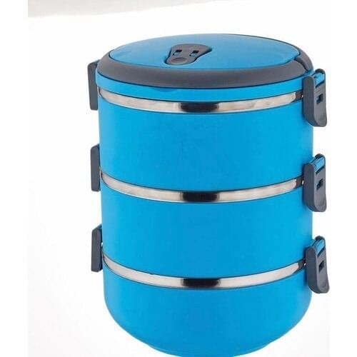 Sas New Generation 3 Layer Blue Lunch box Storage Container Vacuum Contalı