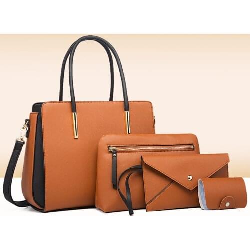 Designer Women Pu Leather Handbags Fashion Large Capacity 4 Pieces Set Shoulder Bags for Women Casual Female Tote Messenger Bag