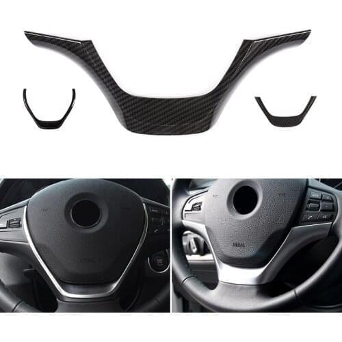 Car Styling Carbon Fiber Texture Interior Steering Wheel Frame Cover Trim For BMW 3 Series F30 F32 F34 2013 2014 2015