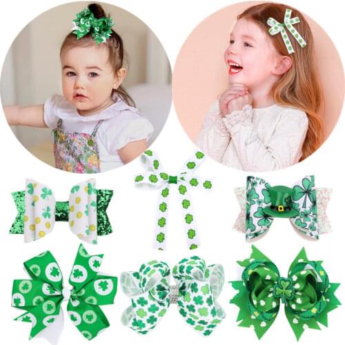 St. Patrick 's Day Decorations Hair Clips Lucky Irish Shamrock For Kids Children Fesitival Party Lucky Cartoon Green Hat Hairpin