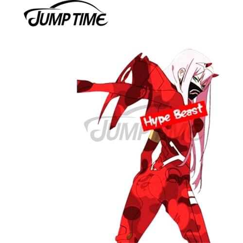 Jump Time 13 x 7.6cm For Hype Beast Zero Two Creative Car Stickers Occlusion Scratch Decal Vinyl Car Wrap Laptop Decor