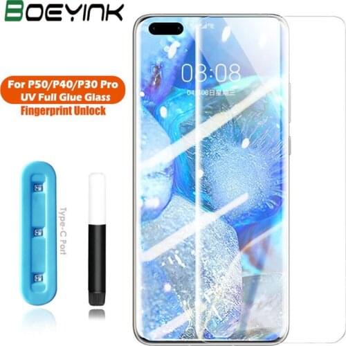 For Huawei Mate 40 Pro Plus RS Screen Protector Mate 30 Pro UV Glass Film Full Screen Glue For P30 P40 P50 Pro Honor 30 Pro Plus