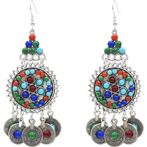 Women Ethnic Drop Bohemia Dangle Antique Colorful Bead Tassel Dancing Earrings Color Turkey Gypsy Tribal India oxidized Jewelry