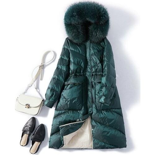 Coat Winter Female Brand 20% White Goose Down Jacket Women Clothes Korean Real Raccoon Fur Hooded Down Parkas 202277