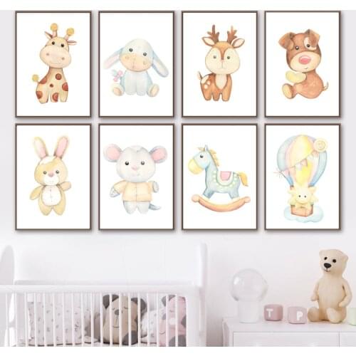 Giraffe Bunny Deer Trojan Horse Nursery Wall Art Canvas Painting Nordic Posters And Prints Wall Pictures Baby Kids Room Decor
