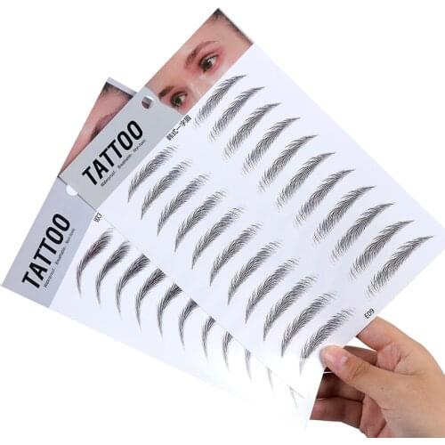 1 Sheet 4D Hair-like Eyebrow Tattoo Sticker False Eyebrows 7 Day Long Lasting Super Waterproof Makeup Eyebrow Sticker Cosmetics