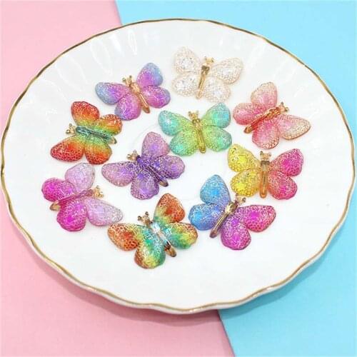 Julie Wang 10PCS Resin Butterfly Charms Random Mixed Gradient Butterfly Insect Animal Jewelry Making Accessory Home Decor