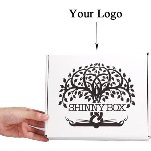 100PCS/lot Custom thick white Corrugated paper shipping mailer boxes Printed logo Packaging Clothes underwear polo shirt Box