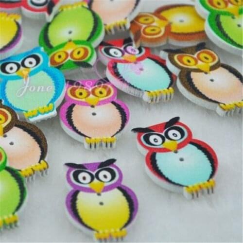 25/50/100pcs Wood Owl Accessories 2 Holes Button Craft Sewing 20x31mm WB223