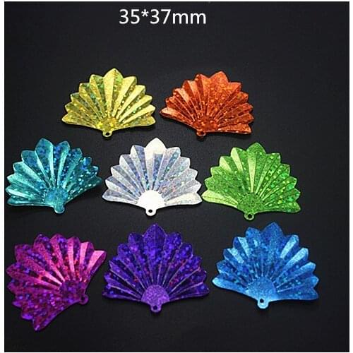 30g/pack 35*37mm Loose Fan Shape Flat Laser Sequins Paillette Crafts Sewing,Women/Kids Garment DIY Accessories