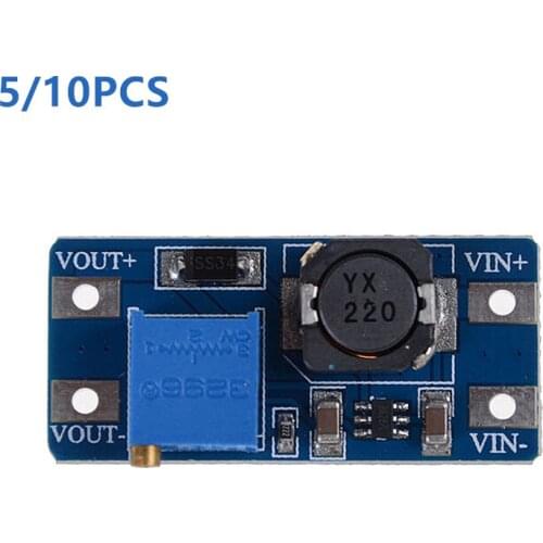 5/10pcs MT3608 DC-DC Boost Module 2A Boost Power Supply Board Boost Step-up Converter Booster Input 3V 5V To 5V 9V 12V 24V Adjus