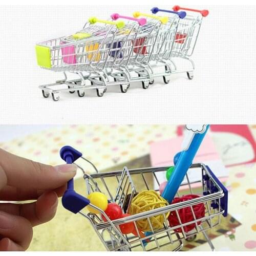 5 Colors Mini Baby Trolley Supermarket Handcart Toy Carts Storage Folding Mini Shopping Cart Basket Toys For Children Boys