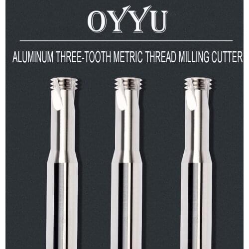 Aluminum three-thread thread milling cutter solid carbide tungsten steel milling cutter machining center milling cutter
