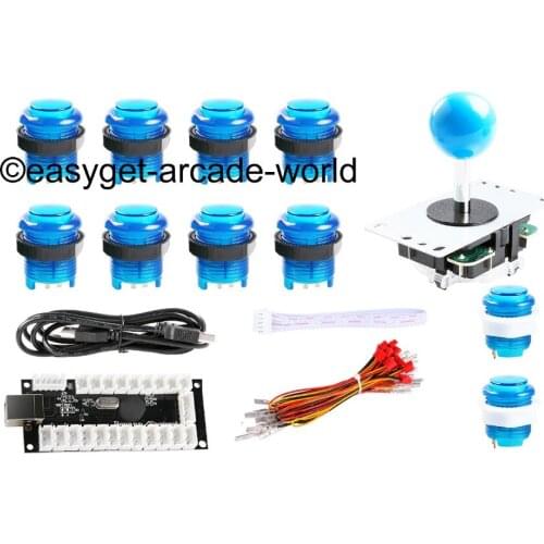 Arcade DIY Kits Parts USB Controller Handle To PC Rocker + 5 Pin Joystick + 30mm LED Illuminated Push Buttons To Arcade Sticks