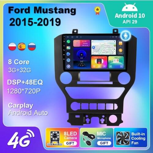 9 inch Car Radio Android 10 For Ford Mustang 2015-2019 Multimedia 2 din GPS Navigation 4G WIFI BT Carplay Stereo No DVD Player