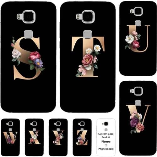 Flower 26 English Name Letters Custom Initial Case For Huawei Ascend G8 GX8 RIO-L01 RIO-L02 5.5" Soft Silicone Cover