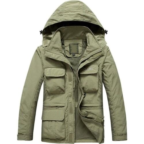 Men Tactical Jacket Autumn Quick Dry 2-in-1 XXXL Military Style Army Coat Male 2019 Multi Pockets Hooded Windbreaker Waterproof