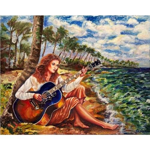 Diy 5d square round Diamond Painting Full beauty playing guitar Cross Stitch Mosaic Rhinestone Painting by numbersZP-3052