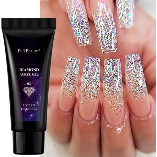 15ml Shiny Glitter Sequin Gel Nail Polish Poly Extension Semi Permanent UV Builder Gel All For Manicure Nail Art Design GL1833-1