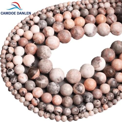 Smooth Pink Zebra Natural Stone Round Loose Beads4 6 8 10 12 MM DIY Bracelet Necklace For Jewelry Making Wholesale