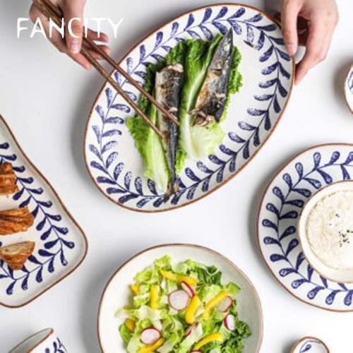 FANCITY Japanese-style ceramic bowl creative personality household soup bowl rice bowl noodle bowl single bowl tableware set