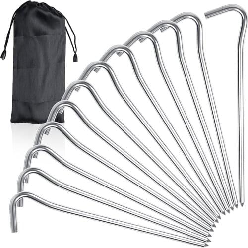 12pcs Tent Pegs,Seven-head Aluminum Tent Nail With Portable Storage Bag For Camping Or Hiking In The Wild,6mm x 185mm