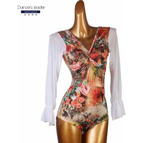 Latin Dance Female Adult Girl Elegant Body Suit Practice Clothes Modern Dancing Top High-end Custom Performance Onesies