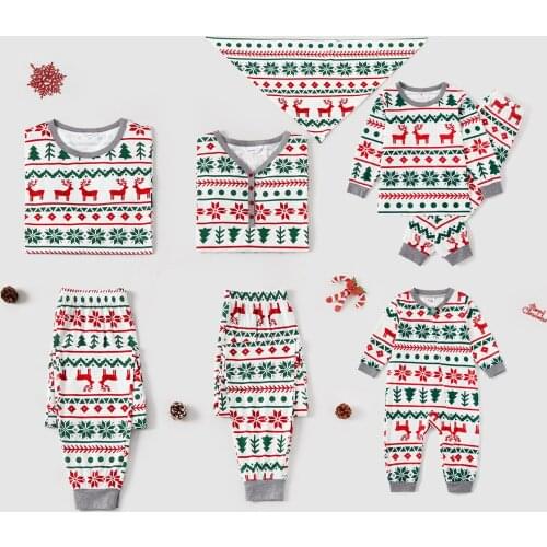 PatPat Allover Christmas Print Long-sleeve Family Matching Pajamas Set(Flame Resistant)
