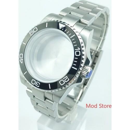 HOT 10BAR Custom Diver 40mm Black Bezel Watch Case Stainless Steel Bracelet Set For Miyota8215 ETA2836 Mov't Sub Style Watch
