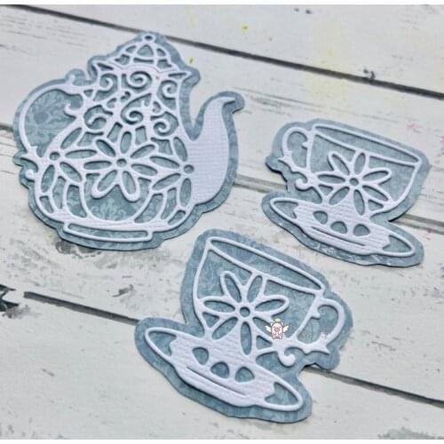 Mmao Crafts Metal Steel Cutting Dies New 3Pcs Flower teapot cup Stencil For DIY Scrapbooking Paper/photo Cards Embossing Dies