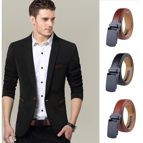 Men Cinturones Para Hombre Automatic Buckle Two Layer Leather Belt Wild Business Wide Belt Casual Belts For Men Fashion 2019