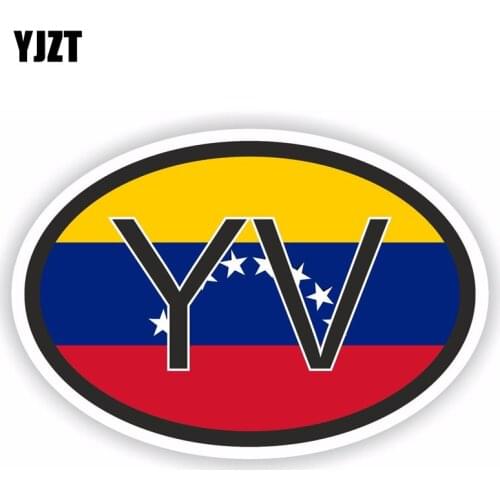 YJZT 13.8CM*9.3CM Personality Venezuela YV Country Code Flag Car Sticker PVC Decal 6-0944