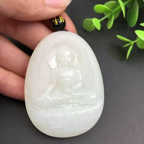 Fidelity natural Xinjiang Hetian jade auspicious Shakya Muni men and women pendants