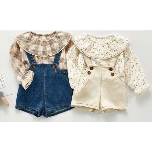 Autumn New Baby Overalls Sets Boys Girls Denim Overalls Kids Jumpsuit Korean Fashion Children Denim Shorts