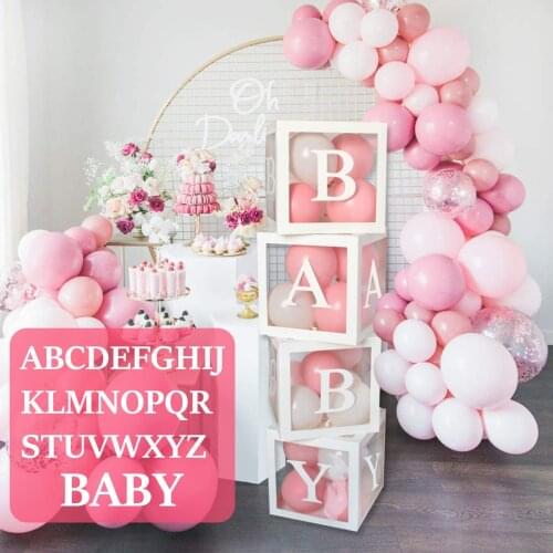 New Alphabet Custom Transparent Box Baby Shower Boy Girl Wedding 1st Birthday Party Decoration Kids BabyShower Balloon Box