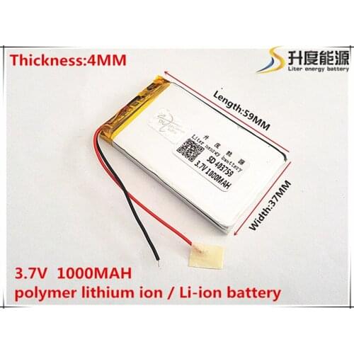 1pcs [SD] 3.7V,1000mAH,[403759] Polymer lithium ion / Li-ion battery for TOY,POWER BANK,GPS,mp3,mp4,cell phone,speaker