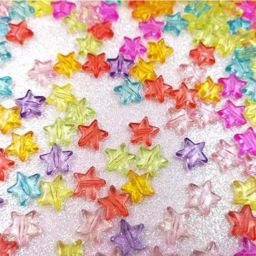 100pcs/lot Transparent Star Beads Colorful 11mm Acrylic Loose Beads For Kids Handmade DIY Jewelry Making Necklace Accessories