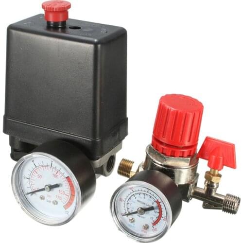 7.25-125 PSI Small Air Compressor Pressure Switch Control 15A 240V/AC Adjustable Air Regulator Valve Compressor Four Holes