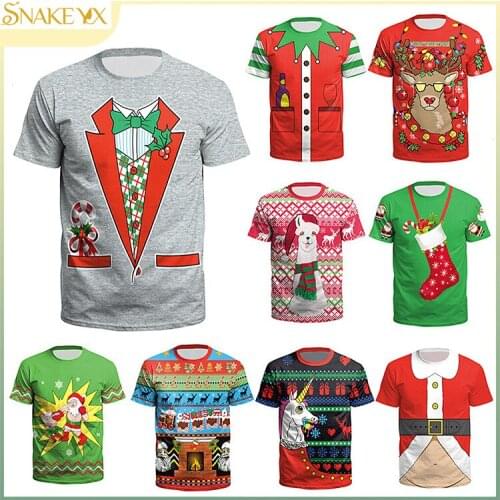 SNAKE YX Christmas Youth Short-sleeved T-shirt Man and Women Xmas Tops Cosplay Costumes