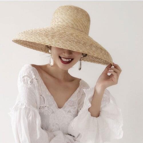 13cm Customized Wide Brim Straw Hat Anti-UV Beach Hat Women Summer Visors Travel Derby Chapeu Feminino Straw Sun Hats Material