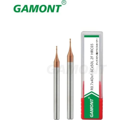 GAMONT Tungsten Coated Steel Milling Cutter Small Diameter Ball Nose End Mills Carbide Machining Cutting Tools For Metal