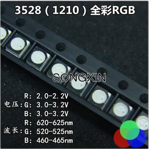1000pcs 3528 RGB POWER TOP 1210 3528 SMD SMT PLCC-4 LED Common Anode Red Green Blue New light-emitting diodes RGB