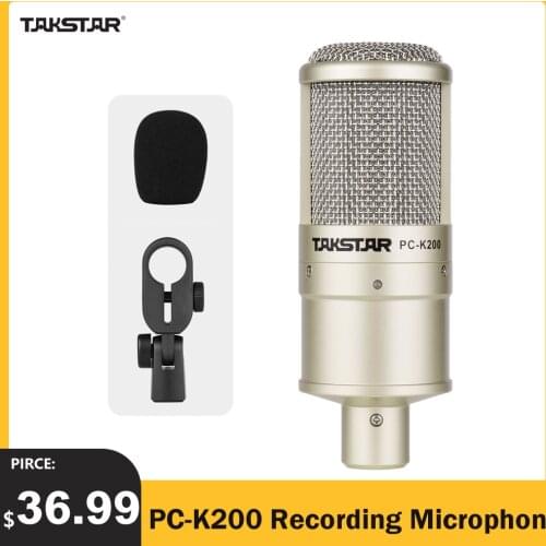 TAKSTAR PC-K200 Cardioid-directional Condenser Recording Microphone Metal Structure Wide Frequency Response with Shock Mount